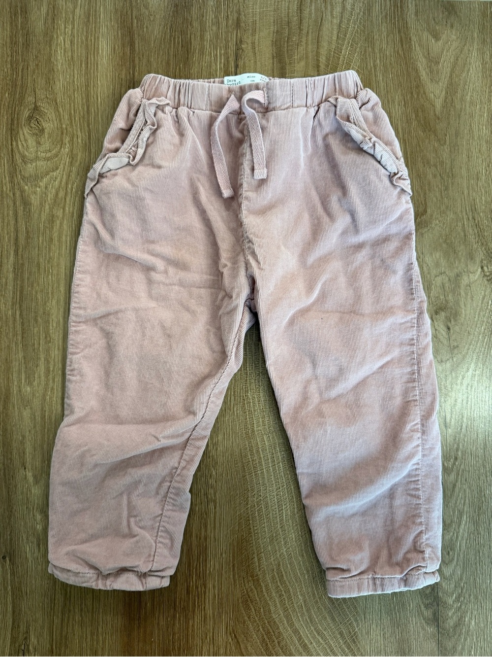 Zara Girls Pink Ruffle Corduroy Pants